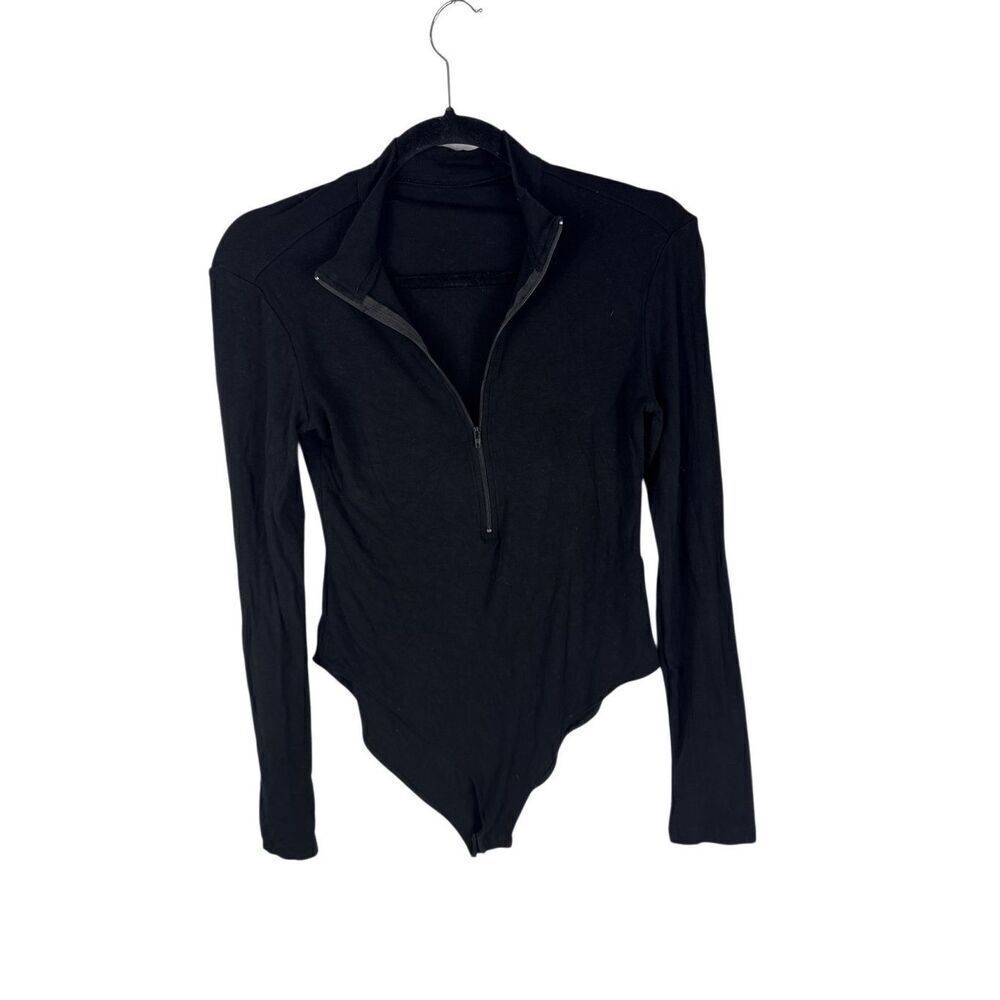 Black Bodysuit with Zipper Neck- size M